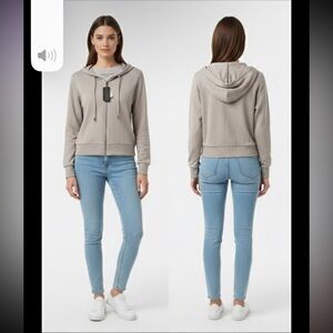 Cable & Gauge YUMMY Ultra Soft Zip Up Long Sleeve Hoodie Gray Size Medium